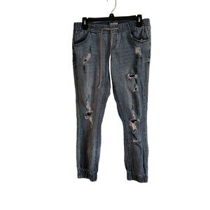 Flying Angel distressed drawstring‎ jogger style jeans